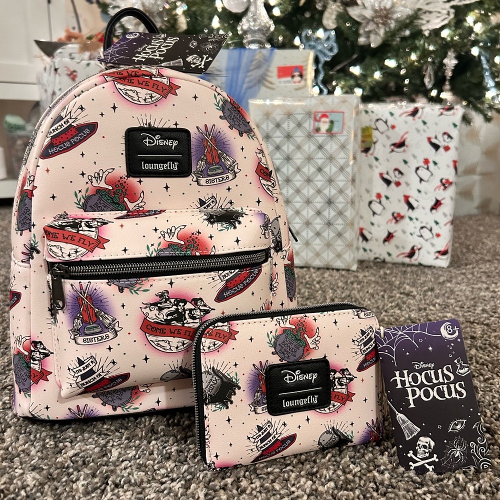 Loungefly Disney Hocus Pocus Tattoo Icons Mini Backpack  Wallet Set